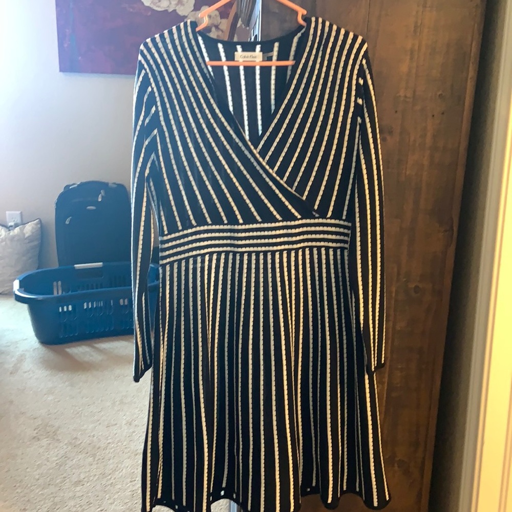 Black and white striped dress